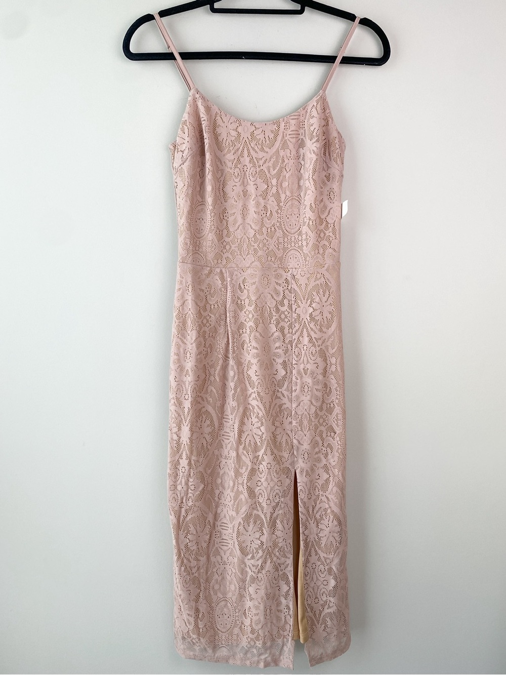 Dress The Population Womens Zahra Dress XS Pink Lace Midi Sheath Feminine